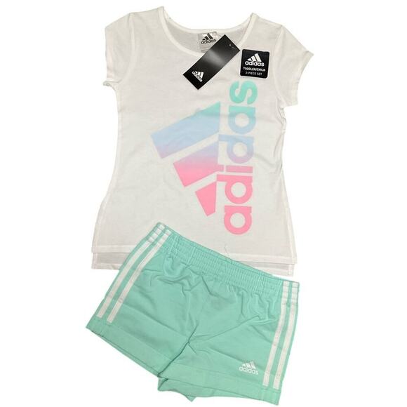 adidas Girl’s Activewear Shirts Shorts 3 Piece Set Size 4T NWT - Picture 2 of 5